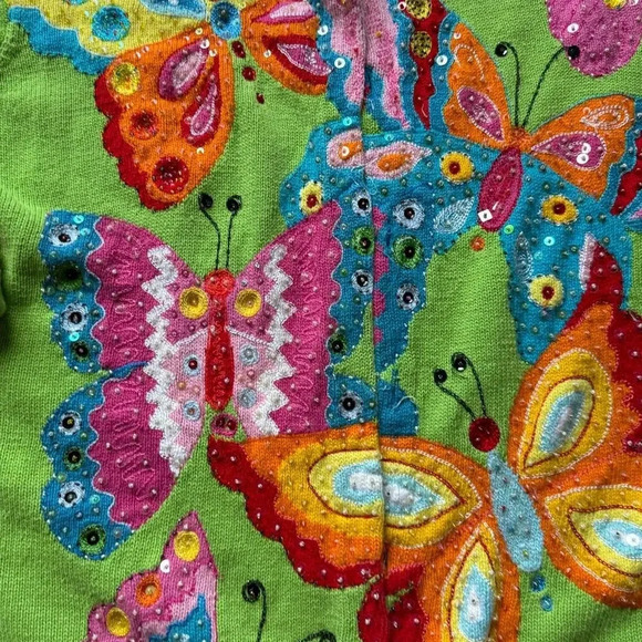 DESIGN OPTIONS women's BUTERFLY Cardigan sweater, Size XL - Picture 6 of 11